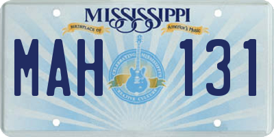 MS license plate MAH131