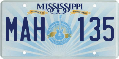 MS license plate MAH135