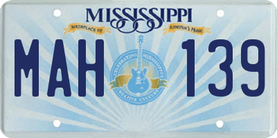 MS license plate MAH139
