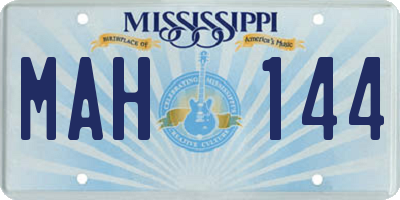 MS license plate MAH144