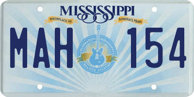 MS license plate MAH154