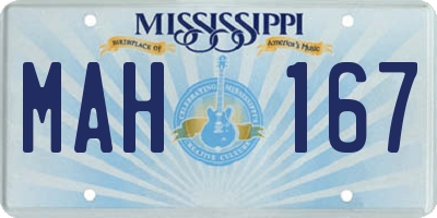 MS license plate MAH167