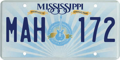 MS license plate MAH172