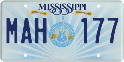 MS license plate MAH177