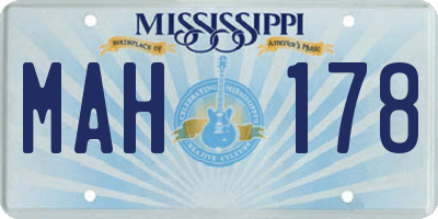 MS license plate MAH178
