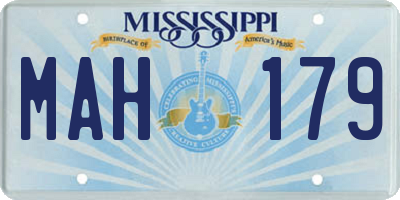 MS license plate MAH179