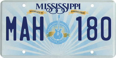 MS license plate MAH180