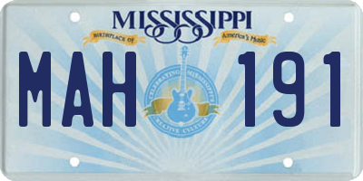 MS license plate MAH191