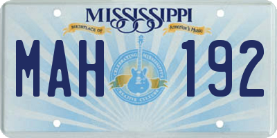 MS license plate MAH192