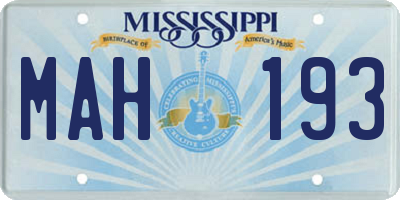 MS license plate MAH193