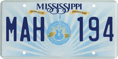 MS license plate MAH194