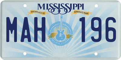 MS license plate MAH196