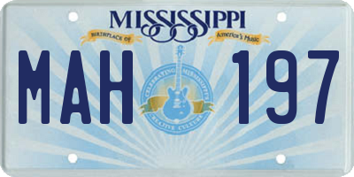 MS license plate MAH197