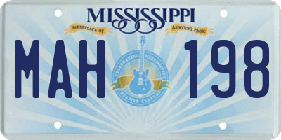 MS license plate MAH198