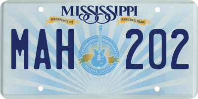 MS license plate MAH202
