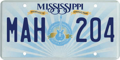 MS license plate MAH204