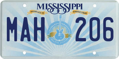 MS license plate MAH206