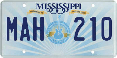 MS license plate MAH210