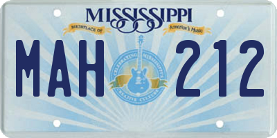 MS license plate MAH212