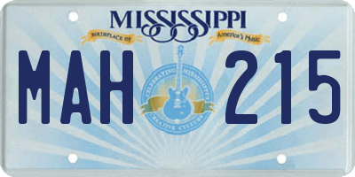MS license plate MAH215