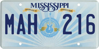 MS license plate MAH216