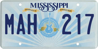 MS license plate MAH217