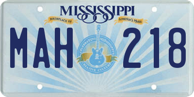 MS license plate MAH218