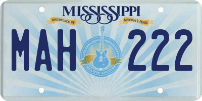 MS license plate MAH222