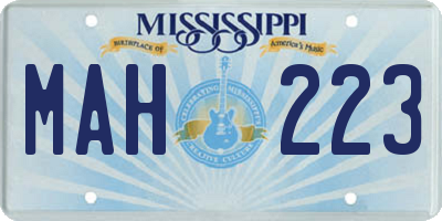 MS license plate MAH223