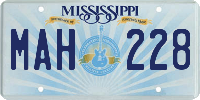 MS license plate MAH228