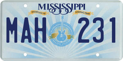 MS license plate MAH231