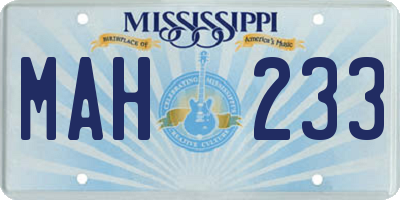 MS license plate MAH233