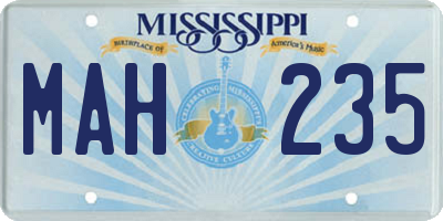 MS license plate MAH235