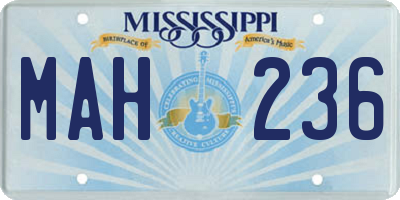 MS license plate MAH236