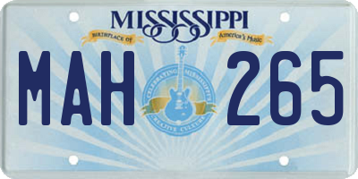 MS license plate MAH265