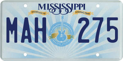 MS license plate MAH275