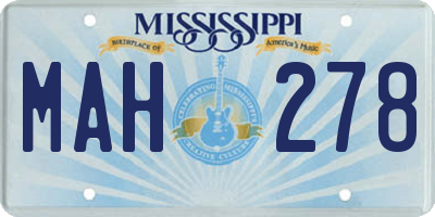 MS license plate MAH278