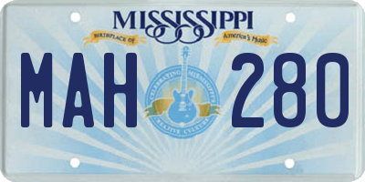 MS license plate MAH280