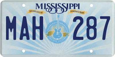 MS license plate MAH287