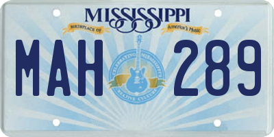 MS license plate MAH289