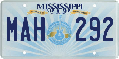 MS license plate MAH292