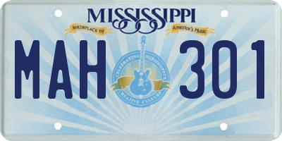 MS license plate MAH301