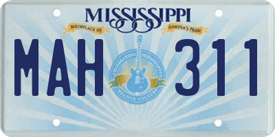 MS license plate MAH311