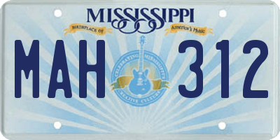 MS license plate MAH312