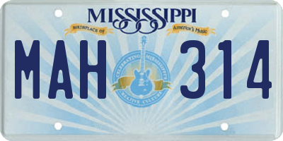 MS license plate MAH314