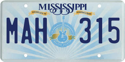MS license plate MAH315