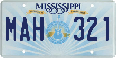 MS license plate MAH321