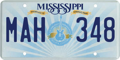 MS license plate MAH348