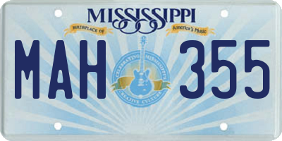MS license plate MAH355