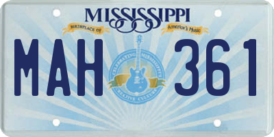 MS license plate MAH361